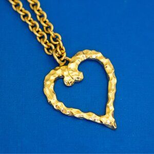 35 inch, Vintage Love Heart Pendant Heavy Necklace - D42
